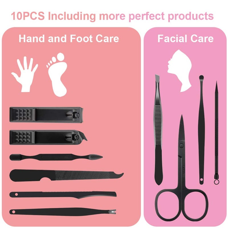 OKOMER Nail Clippers Set and Manicure Set - Professional Stainless Steel Nail Kit, Manicure Kit, Nail Care Kit with Travel Case, File, Tweezers, Grooming Kit - Ideal Gift for Women and Men (10PCS) by OKOM - Image 2